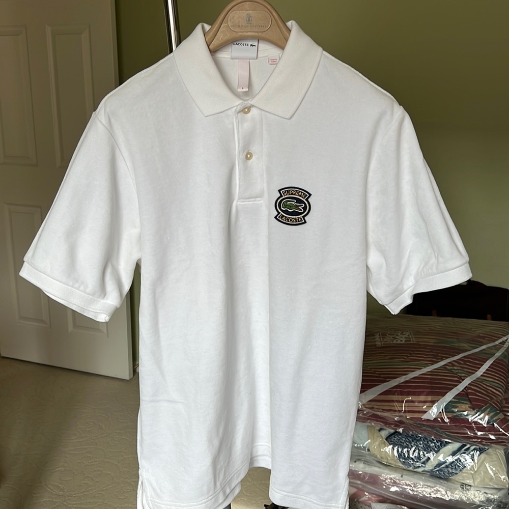 Supreme Lascote LIVE limited white polo shirt. Cotton.